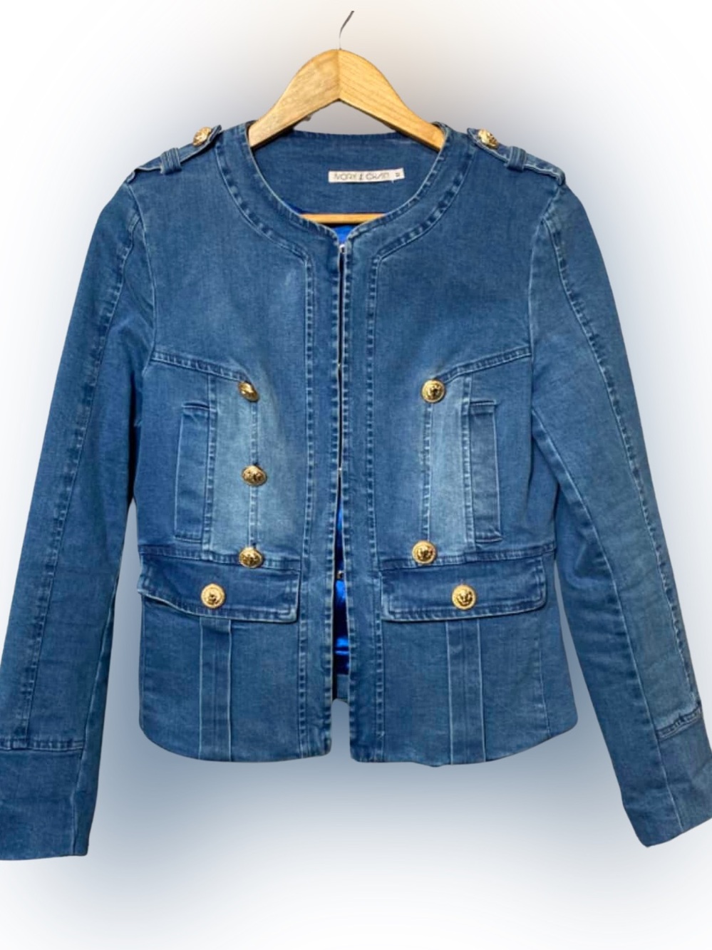 Women’s Ivory & Chain Blue Denim-style Jacket